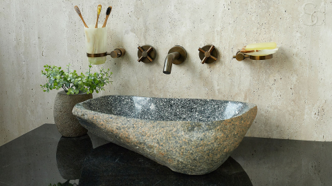Раковина для ванной Piedra M410 из речного камня  Gris ИНДОНЕЗИЯ 00504511410_7