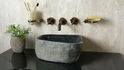 Раковина для ванной Piedra M383 из речного камня  Gris ИНДОНЕЗИЯ 00504511383_3