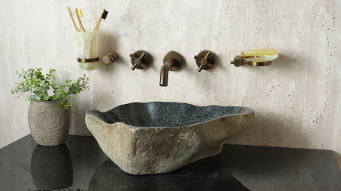 Раковина для ванной Piedra M390 из речного камня  Gris ИНДОНЕЗИЯ 00504511390_7