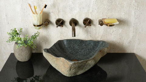 Раковина для ванной Piedra M390 из речного камня  Gris ИНДОНЕЗИЯ 00504511390_8