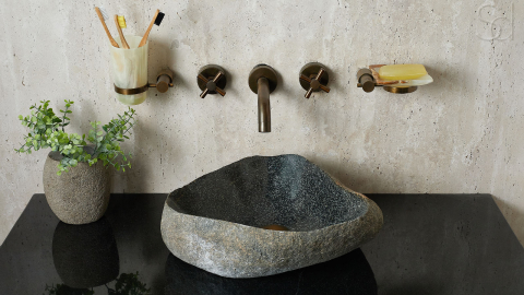Раковина для ванной Piedra M399 из речного камня  Gris ИНДОНЕЗИЯ 00504511399_8