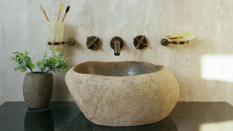 Мойка в ванную Piedra M440 из речного камня  Gris ИНДОНЕЗИЯ 00504511440_4