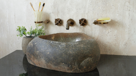 Мойка в ванную Piedra M442 из речного камня  Gris ИНДОНЕЗИЯ 00504511442_7