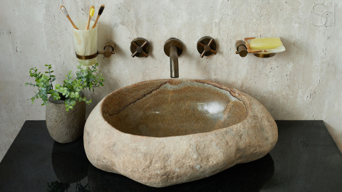 Мойка в ванную Piedra M430 из речного камня  Gris ИНДОНЕЗИЯ 00504511430_4