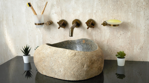 Мойка в ванную Piedra M445 из речного камня  Gris ИНДОНЕЗИЯ 00504511445_3