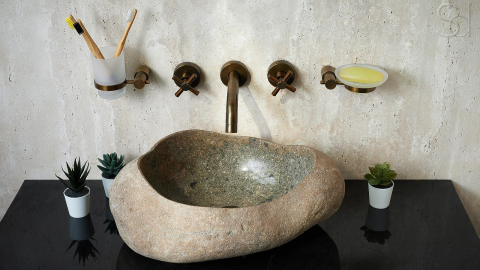 Мойка в ванную Piedra M449 из речного камня  Gris ИНДОНЕЗИЯ 00504511449_3