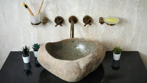 Мойка в ванную Piedra M449 из речного камня  Gris ИНДОНЕЗИЯ 00504511449_7