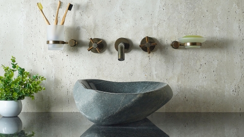 Раковина для ванной Piedra M544 из речного камня  Gris ИНДОНЕЗИЯ 00504511544_1