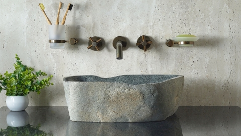 Раковина для ванной Piedra M561 из речного камня  Gris ИНДОНЕЗИЯ 00504511561_1