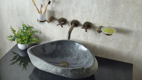 Раковина для ванной Piedra M564 из речного камня  Gris ИНДОНЕЗИЯ 00504511564_2