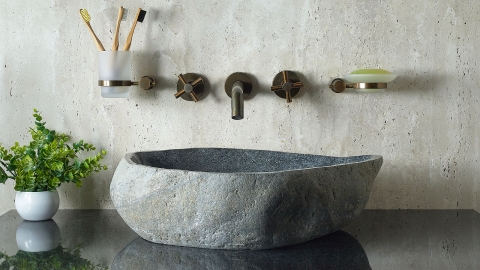 Раковина для ванной Piedra M564 из речного камня  Gris ИНДОНЕЗИЯ 00504511564_4
