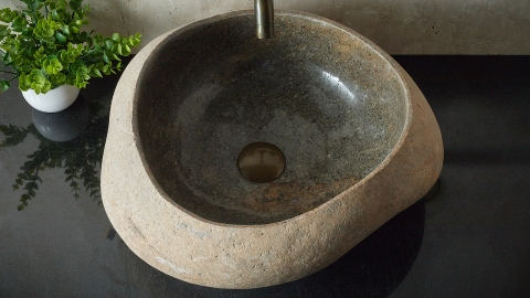 Раковина для ванной Piedra M568 из речного камня  Gris ИНДОНЕЗИЯ 00504511568_2