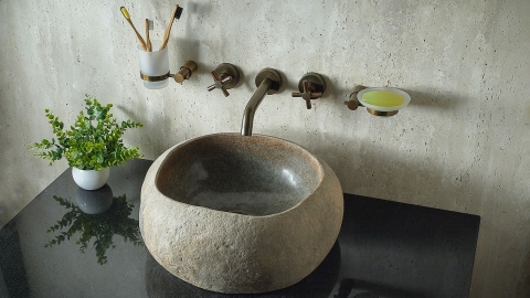 Раковина для ванной Piedra M569 из речного камня  Gris ИНДОНЕЗИЯ 00504511569_2