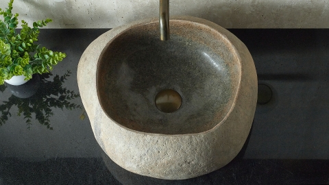 Раковина для ванной Piedra M569 из речного камня  Gris ИНДОНЕЗИЯ 00504511569_3