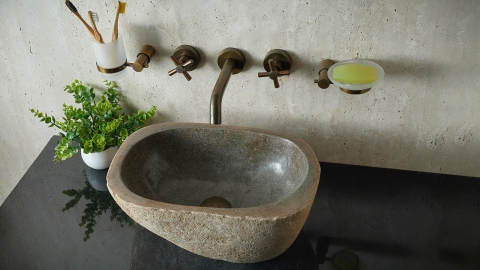 Мойка в ванную Piedra M570 из речного камня  Gris ИНДОНЕЗИЯ 00504511570_2