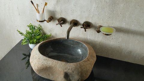 Раковина для ванной Piedra M571 из речного камня  Gris ИНДОНЕЗИЯ 00504511571_2