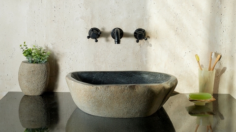 Мойка в ванную Piedra M573 из речного камня  Gris ИНДОНЕЗИЯ 00504511573_1