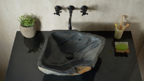 Мойка в ванную Piedra M585 из речного камня  Gris ИНДОНЕЗИЯ 00504511585_4