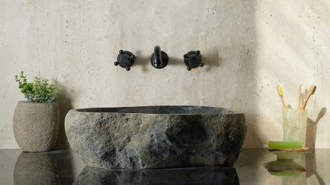 Раковина для ванной Piedra M579 из речного камня  Gris ИНДОНЕЗИЯ 00504511579_1