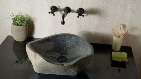 Раковина для ванной Piedra M593 из речного камня  Gris ИНДОНЕЗИЯ 00504511593_2
