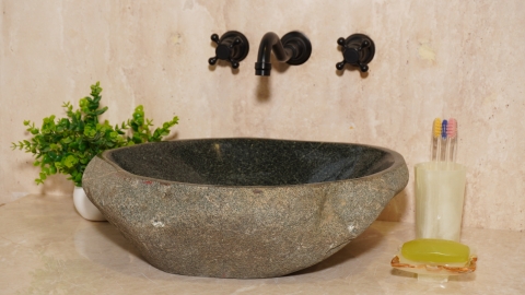 Раковина для ванной Piedra M595 из речного камня  Gris ИНДОНЕЗИЯ 00504511595_1