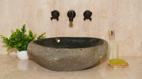 Раковина для ванной Piedra M595 из речного камня  Gris ИНДОНЕЗИЯ 00504511595_2