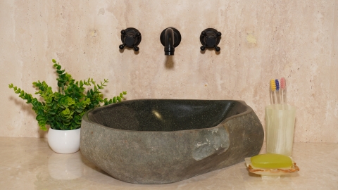 Раковина для ванной Piedra M597 из речного камня  Gris ИНДОНЕЗИЯ 00504511597_2