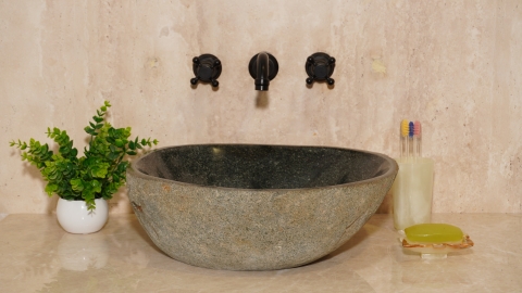 Мойка в ванную Piedra M598 из речного камня  Gris ИНДОНЕЗИЯ 00504511598_2