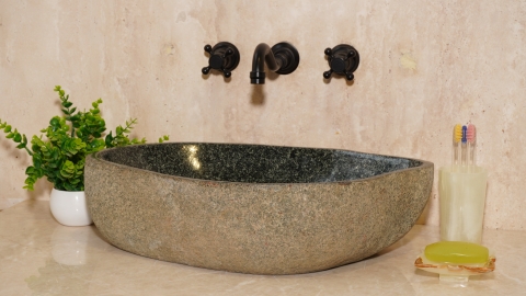 Раковина для ванной Piedra M599 из речного камня  Gris ИНДОНЕЗИЯ 00504511599_1