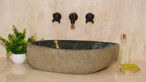 Раковина для ванной Piedra M599 из речного камня  Gris ИНДОНЕЗИЯ 00504511599_2