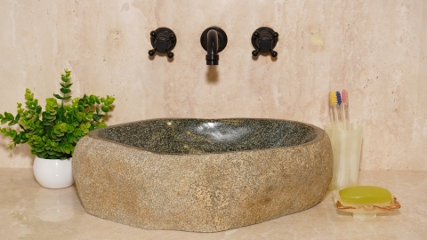 Мойка в ванную Piedra M600 из речного камня  Gris ИНДОНЕЗИЯ 00504511600_2