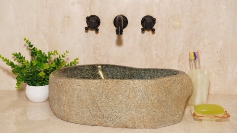 Мойка в ванную Piedra M600 из речного камня  Gris ИНДОНЕЗИЯ 00504511600_3