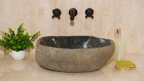 Раковина для ванной Piedra M601 из речного камня  Gris ИНДОНЕЗИЯ 00504511601_2