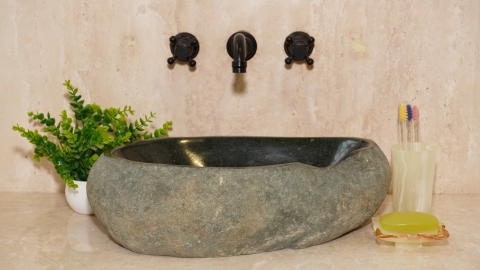 Мойка в ванную Piedra M603 из речного камня  Gris ИНДОНЕЗИЯ 00504511603_2