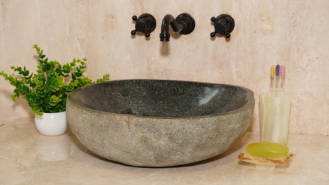 Раковина для ванной Piedra M604 из речного камня  Gris ИНДОНЕЗИЯ 00504511604_1