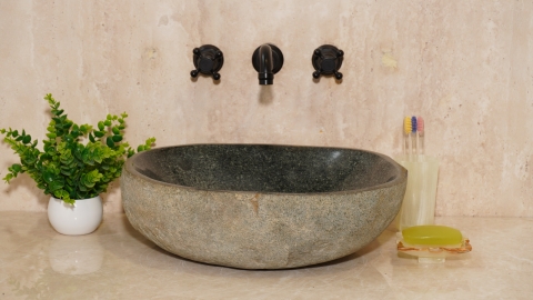 Раковина для ванной Piedra M604 из речного камня  Gris ИНДОНЕЗИЯ 00504511604_2