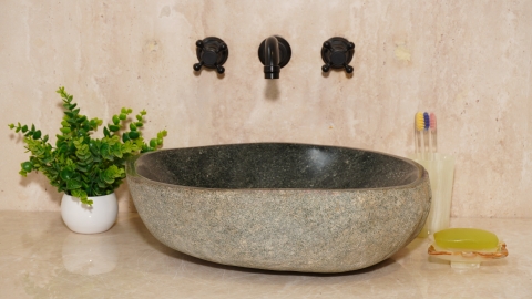 Раковина для ванной Piedra M604 из речного камня  Gris ИНДОНЕЗИЯ 00504511604_3
