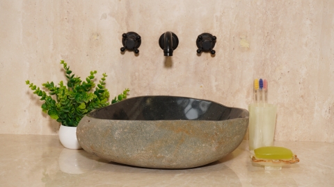 Раковина для ванной Piedra M606 из речного камня  Gris ИНДОНЕЗИЯ 00504511606_3