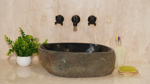 Мойка в ванную Piedra M607 из речного камня  Gris ИНДОНЕЗИЯ 00504511607_2
