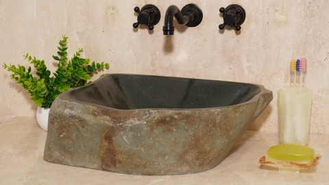 Раковина для ванной Piedra M608 из речного камня  Gris ИНДОНЕЗИЯ 00504511608_1