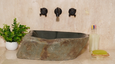 Раковина для ванной Piedra M608 из речного камня  Gris ИНДОНЕЗИЯ 00504511608_2