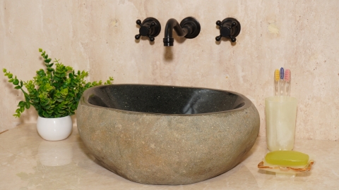 Раковина для ванной Piedra M609 из речного камня  Gris ИНДОНЕЗИЯ 00504511609_1