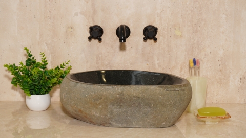 Раковина для ванной Piedra M609 из речного камня  Gris ИНДОНЕЗИЯ 00504511609_3