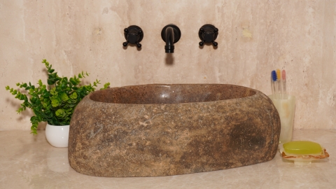 Мойка в ванную Piedra M610 из речного камня  Gris ИНДОНЕЗИЯ 00504511610_2