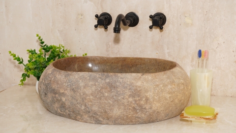Раковина для ванной Piedra M611 из речного камня  Gris ИНДОНЕЗИЯ 00504511611_1