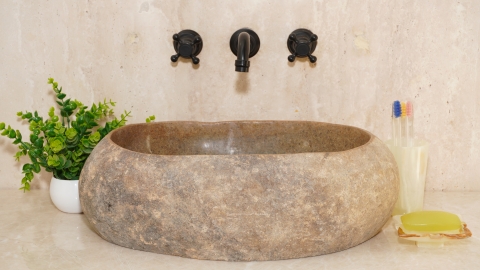 Раковина для ванной Piedra M611 из речного камня  Gris ИНДОНЕЗИЯ 00504511611_2