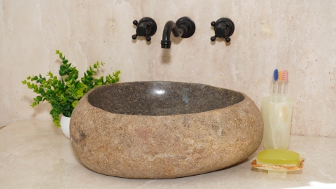 Мойка в ванную Piedra M614 из речного камня  Gris ИНДОНЕЗИЯ 00504511614_1