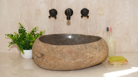 Мойка в ванную Piedra M614 из речного камня  Gris ИНДОНЕЗИЯ 00504511614_2