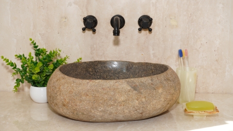 Мойка в ванную Piedra M614 из речного камня  Gris ИНДОНЕЗИЯ 00504511614_3