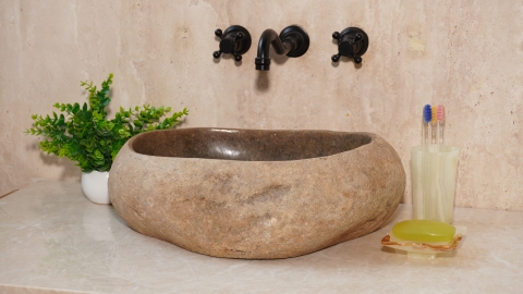 Раковина для ванной Piedra M615 из речного камня  Gris ИНДОНЕЗИЯ 00504511615_1